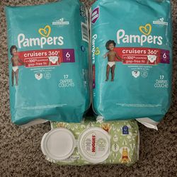 Pampers Size 6(2 Bags/1 Wipe) $15 FIRM, PUO