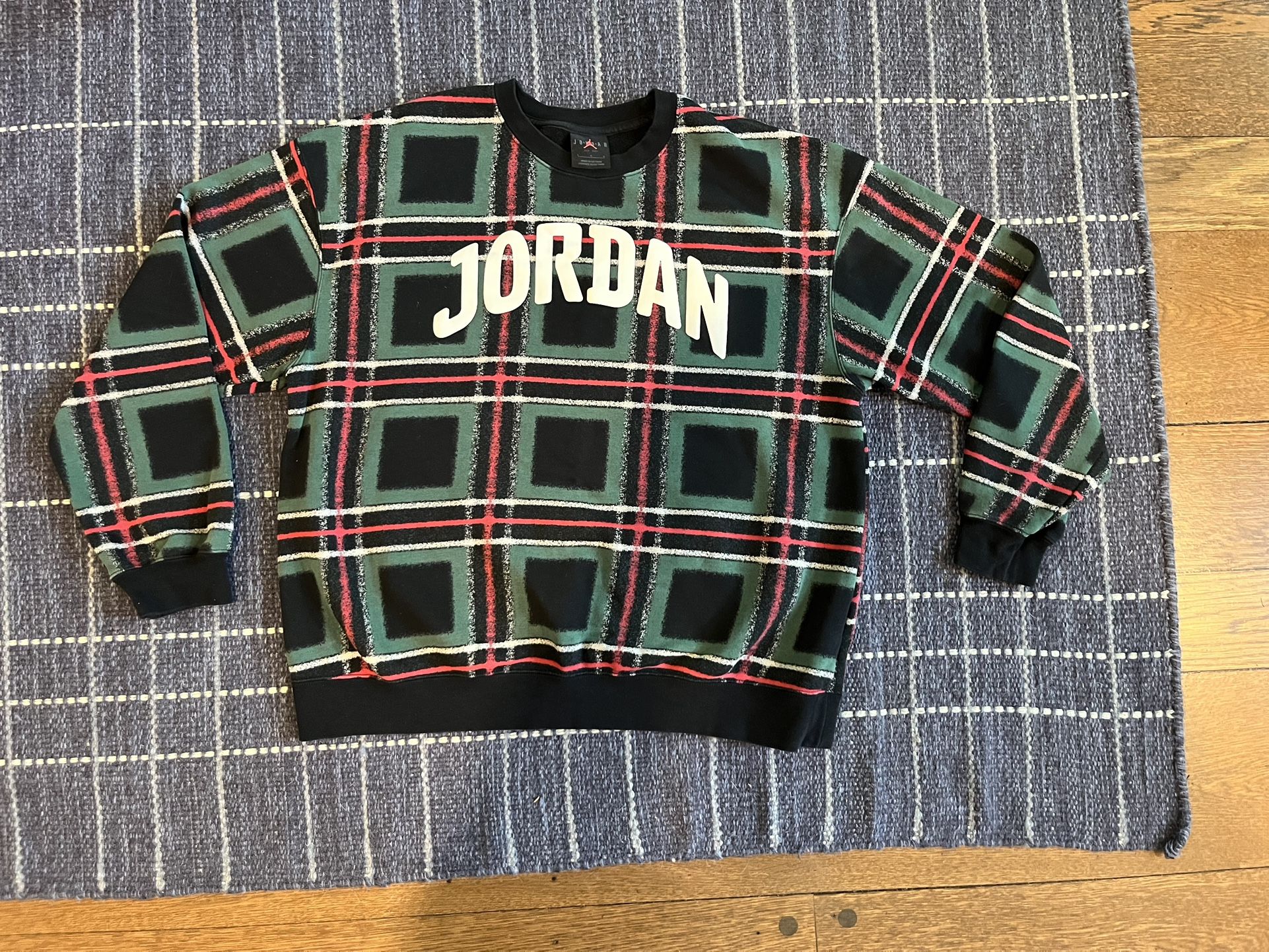 Nike Jordan Plaid Sweatshirt - Red, Green, Black - Large