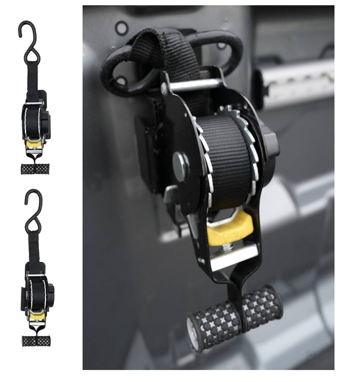 Retractable Ratchet Strap Compatible with 2023-2026 Chevy Colorado GMC Canyon Retracting Straps Auto Retract Securing Strap Tie Down System
