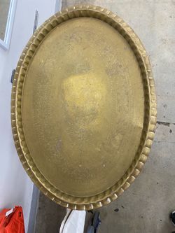 Beautiful Oval Brass  Vintage Tray Middle Eastern