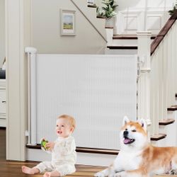 PRObebi Retractable Baby & Dog Gate ā White | 72" x 34"