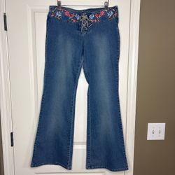 RARE Vintage Y2K Angels embroidered waist flare jeans SIZE 13