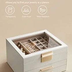 Jewelry Box with Glass Lid, 3-Layer