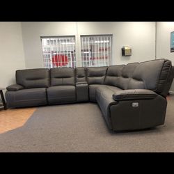 Leather Sectional Power Reclining 