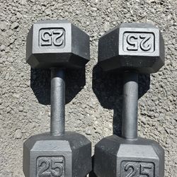 Pair Of 25 Pounds Dumbbells 