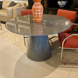 Midcentury Fiberglass Grey Table 47” 