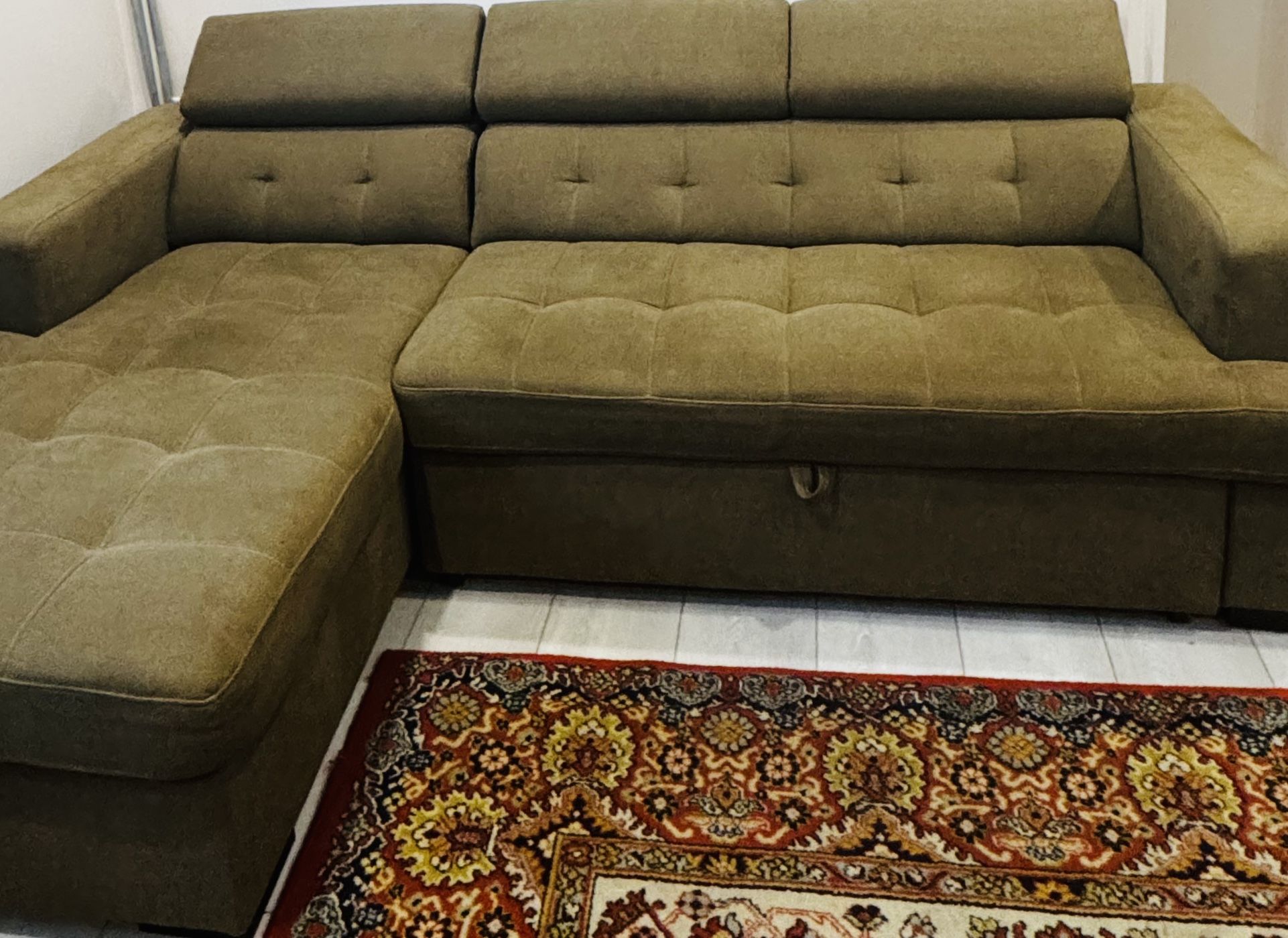 Brown Sofa with Chaise β Great Condition