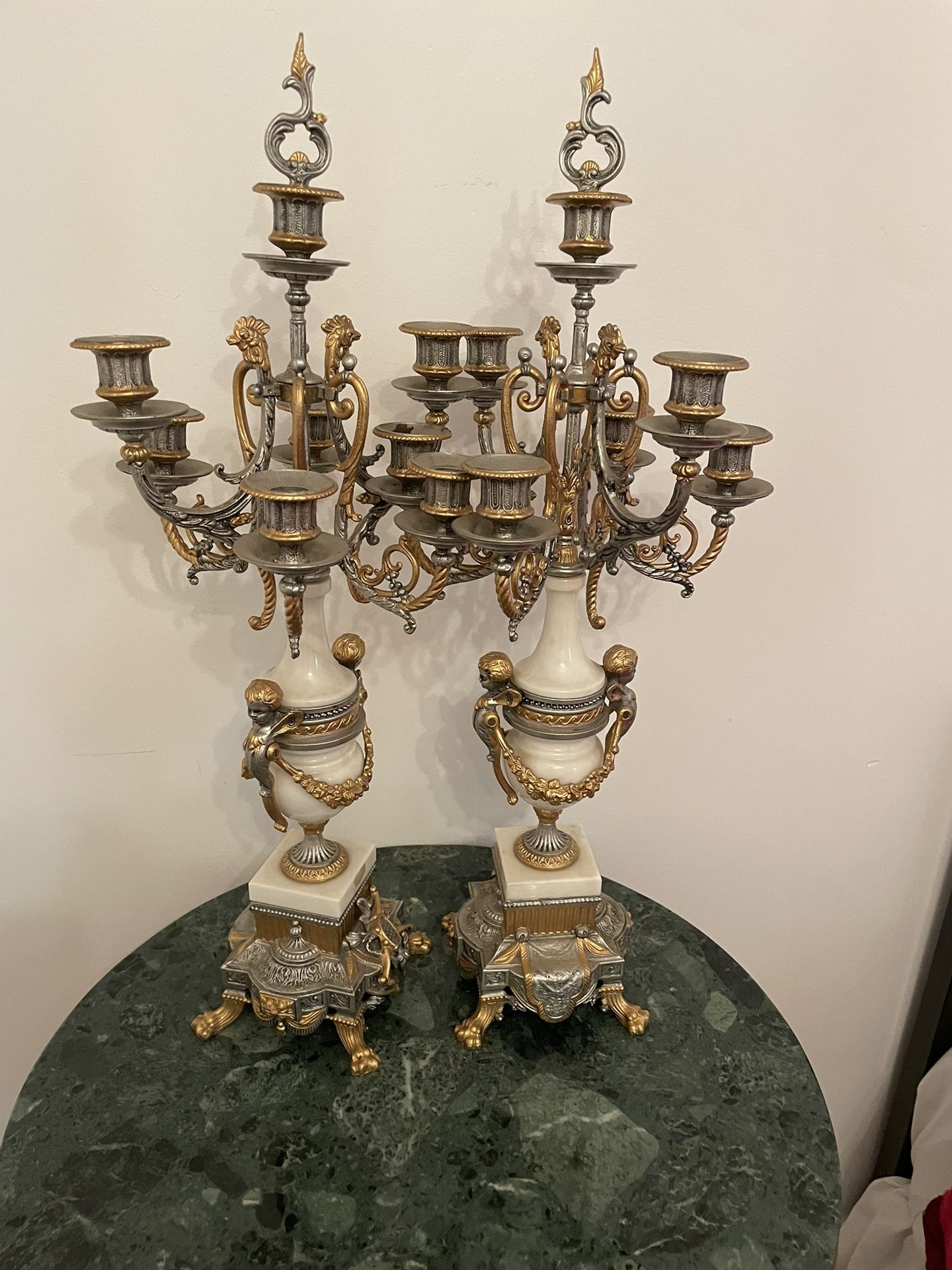 Set of two antique candelabras