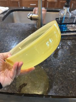 Mid Century Yellow & White Glass Bowl