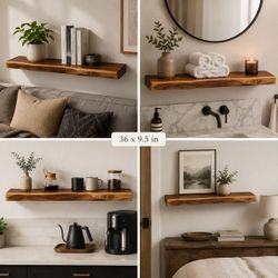 Solid Wood Live Edge Shelf Board – 36” x 9.5”($60 each)