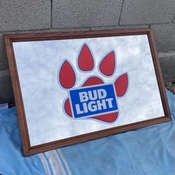 Wood Framed Bud Light Bar Mirror 