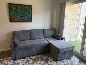 Modern 3-Seater Pull Out Sofa Bed - L Shaped Sofa Couch with Storage Chaise