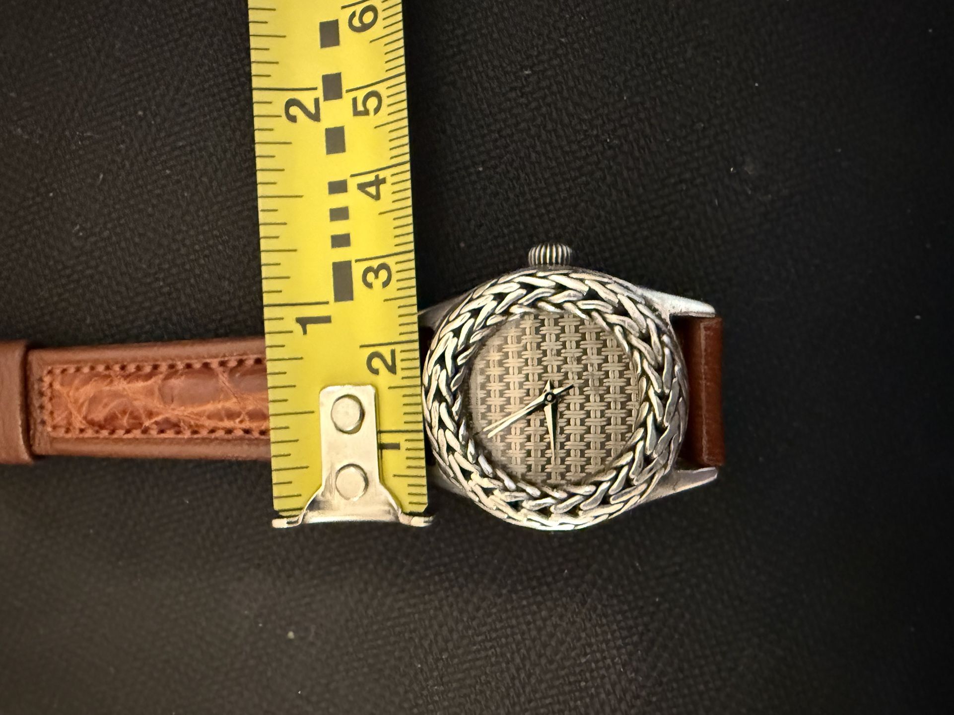 JOHN HARDY SMALL WOVEN SILVER WATCH CROCODILE STRAP