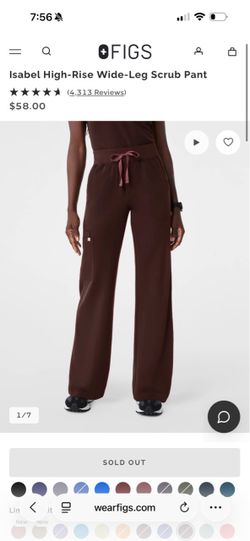 figs espresso Isabel wide leg pants size L