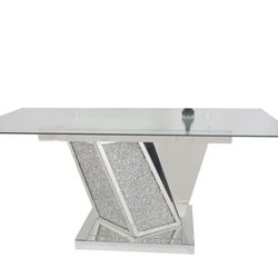 Noralie Mirrored Glass Top Dining Table