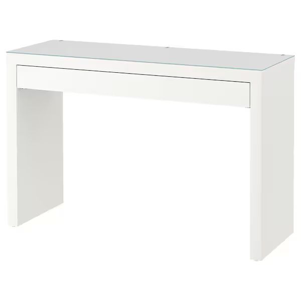 IKEA MALM DESK WITH GLASS TOP (BUILT AND NEW NEVER USED)