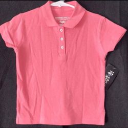 New Little Girls Size 4 Pink Collared Short Sleeve Polo Shirt