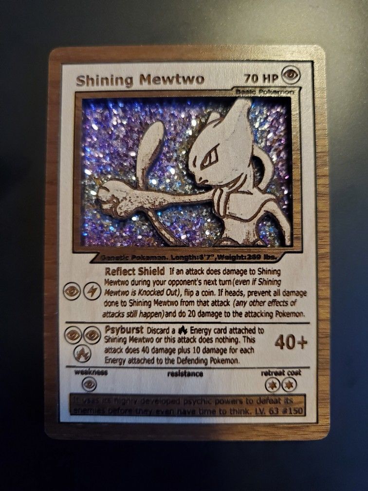 Shining Meetwo Wooden Pokémon Card