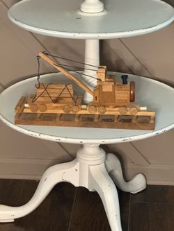 Vintage Handmade Wooden Logging Train & Crane Model