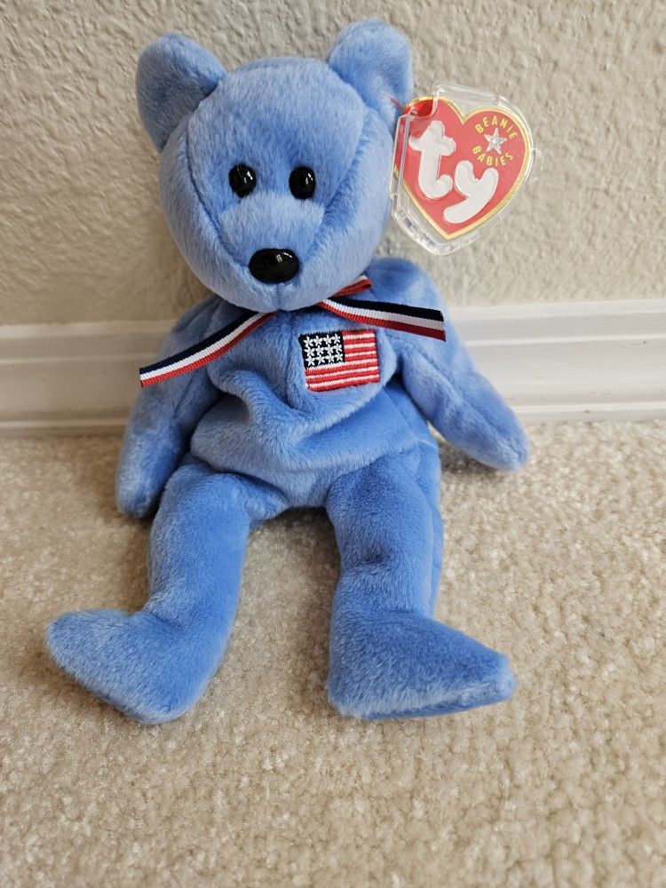 America Beanie Baby Beanie Babies Collection Retired Beanie Bears. Patriotic Bear Blue Bear