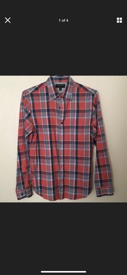 BANANA REPUBLIC Men’s Salmon Plaid Long Sleeve Shirt