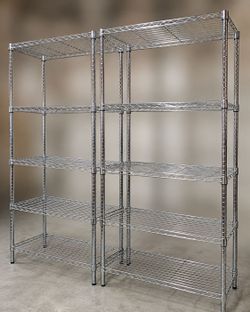 2 Heavy-Duty Chrome Wire Shelving Units – Excellent Condition