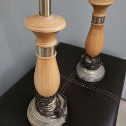 Set Of Wooden  Lamps No Shade / Desk Lamp 
