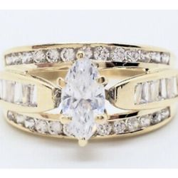 10kt Anillo De Oro Sólido Con Piedra CZ Size 7