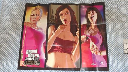 Grand Theft Auto IV Episodes From Liberty City HOT GIRL + RARE Lost And Damned Girl Poster Map