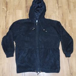 Vtg Michael Joseph Hooded Suede Leather Parka Jacket 