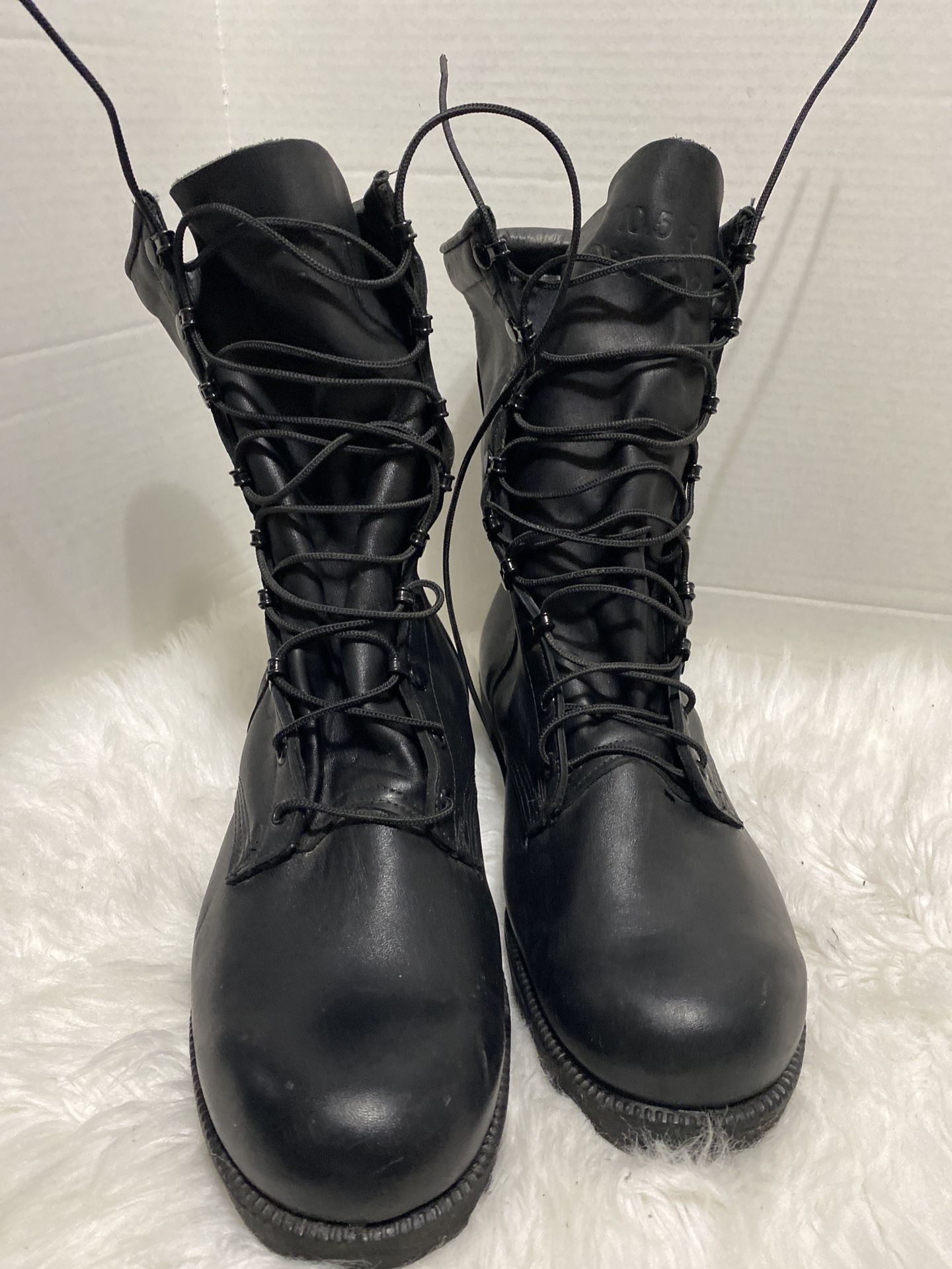 Vtg  Mens Black Wellco Mid Calf Military Combat Boots Size 10.5 R