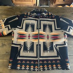 RARE VINTAGE PENDLETON Chief Joseph Wool Jacket Large M Made In USA Native Metal