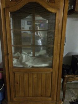 Glass wall unit cabinet