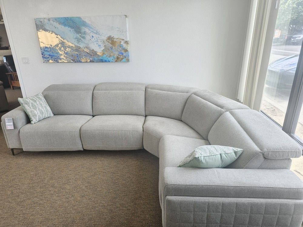 4 PC Fabric Sofa Sectional With Two Power Recliner Adney