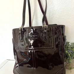 Coach Patent Leather Tote Bag Ashley Handbag Burgundy Wine Color Women’s Bags