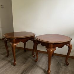 Two Wooden End Tables 