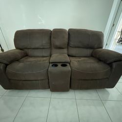 brown Velvet Sofas (loveseat And Trio) 