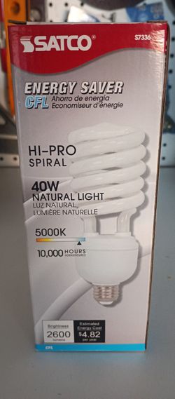 Satco Hi Pro Spiral 40 Watt Natural Light Bulbs