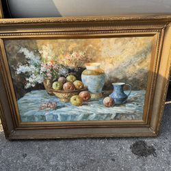 Vintage W. Adams Signed & Framed Oil on Canvas Painting, Contemporary Still.