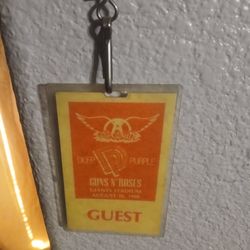 1988 Aerosmith, Deep Purple,Guns Roses Back Stage Pass Giants Stadium 