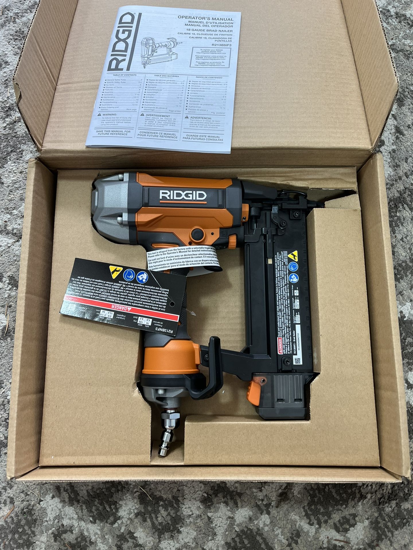 Ridgid 18 Gauge Brad Nailer