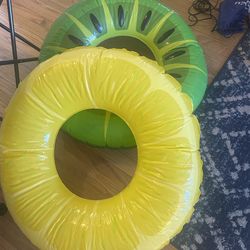 2 camping chairs and two floaties!