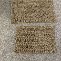 Taupe Shaggy Bathroom Rugs 2 Piece Set