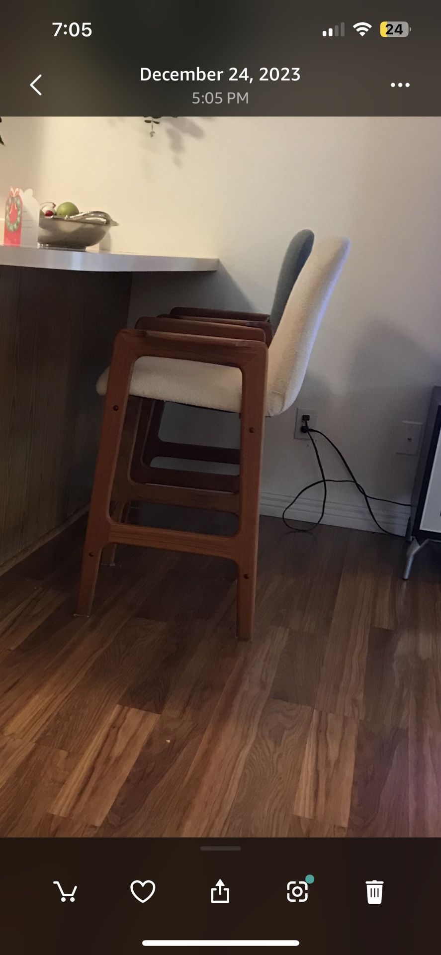 Benny Linden Teak Bar Stools, Set of Two