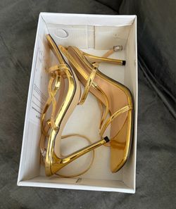 gold strapped heels size 9