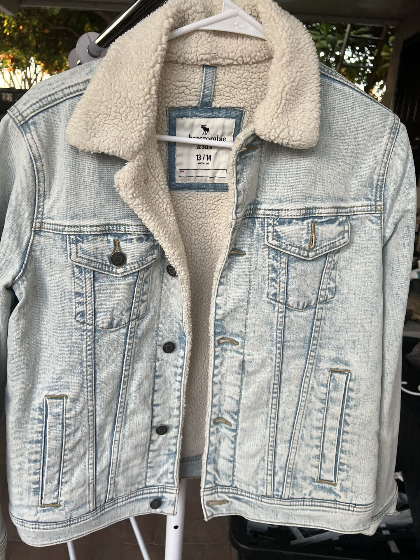 Abercrombie Kids Jean Sherpa Jacket Size 13/14