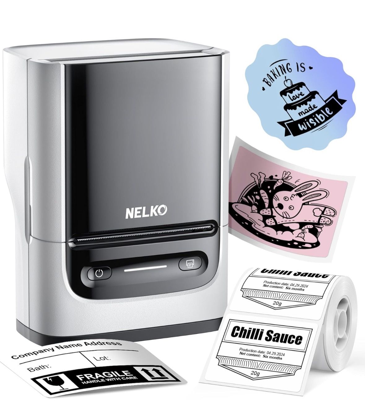 Label Maker Machine with Tape, Bluetooth Label Printer, 2 Inch Portable Thermal Printer for Small Business, Address, Logo, Clothing, Sticker Pri