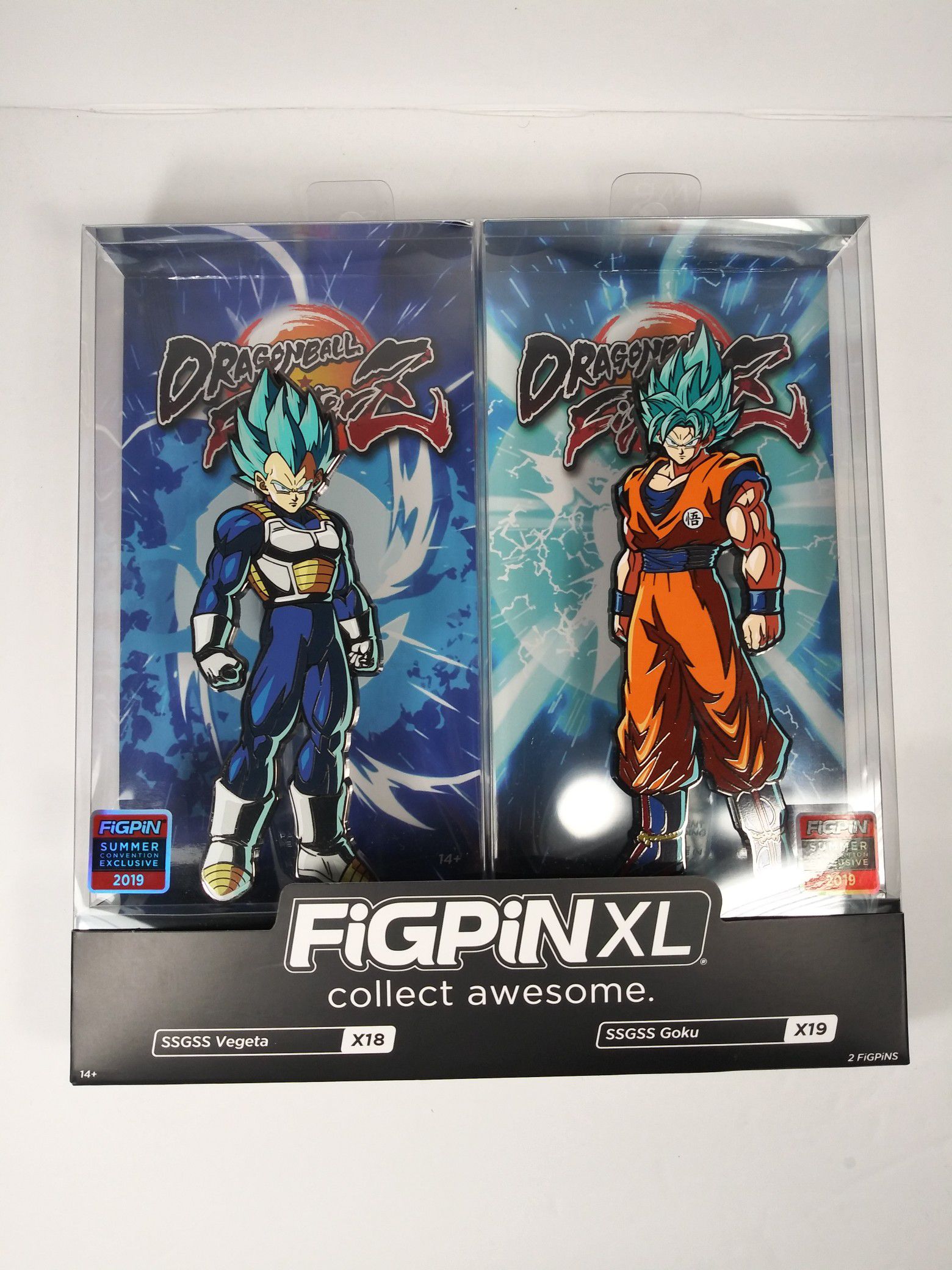 FIGPIN XL DRAGON BALL FIGHTER Z SSGSS GOKU VEGETA X18 X19 SDCC IN HAND NOW super. Condition is New. Shipped with USPS Priority Mail.