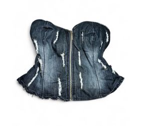 Distressed Denim Corset Top