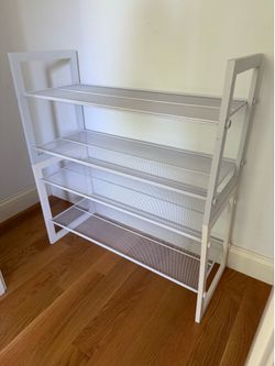 White Metal Multi-Tier Shoe Rack